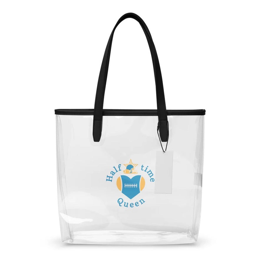 Halftime Queen Football Clear Stadium Approved Tote Bag Cheer for the Powder Blue & Gold Team by EraofInk