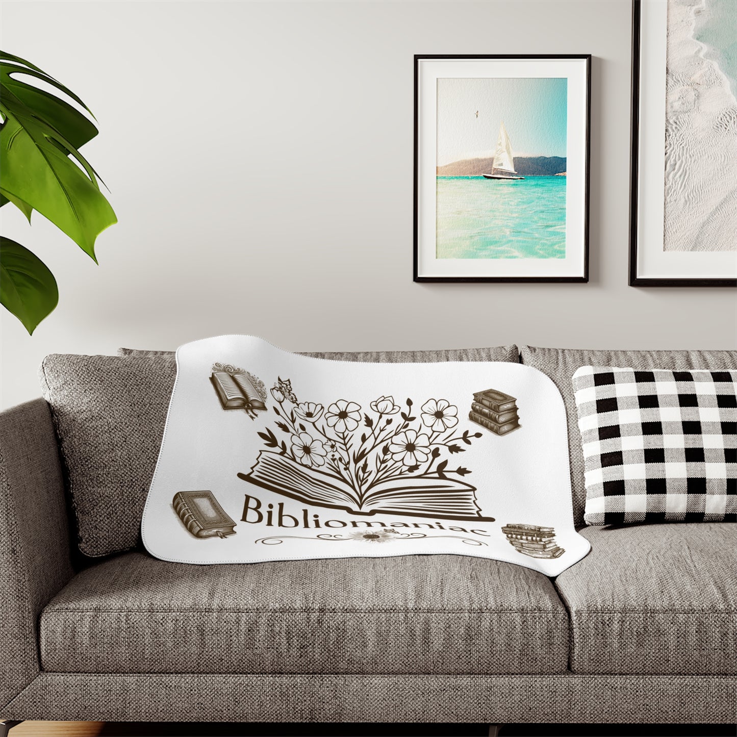 Cozy Bibliomaniac Sherpa Blanket | Ideal for Readers, Book Lovers, Gifts, Home Decor, Cozy Nights