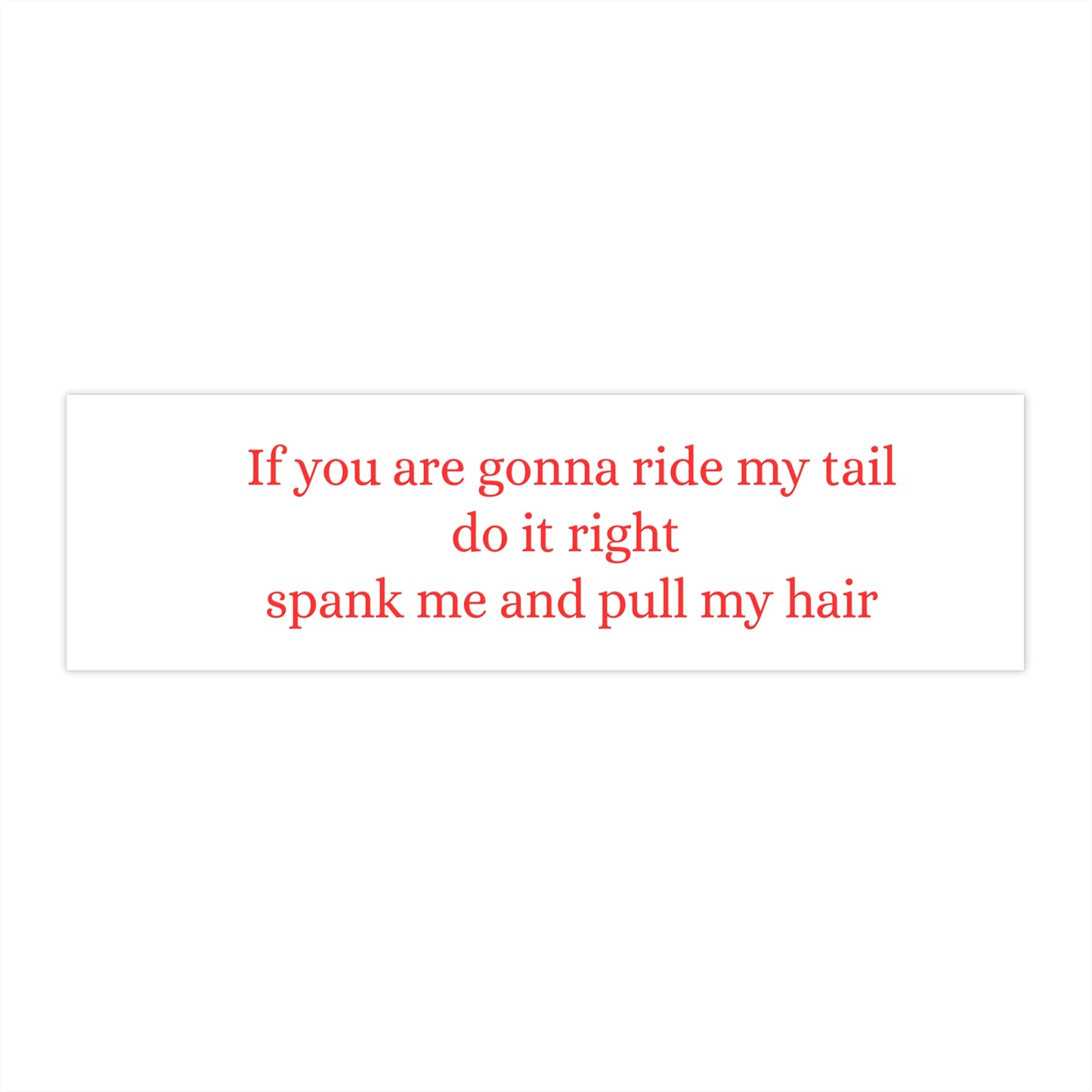 If You Are Going to Ride My Tail Do It Right - Spank Me and Pull My Hair - Bumper Stickers - by RecreatingKrista