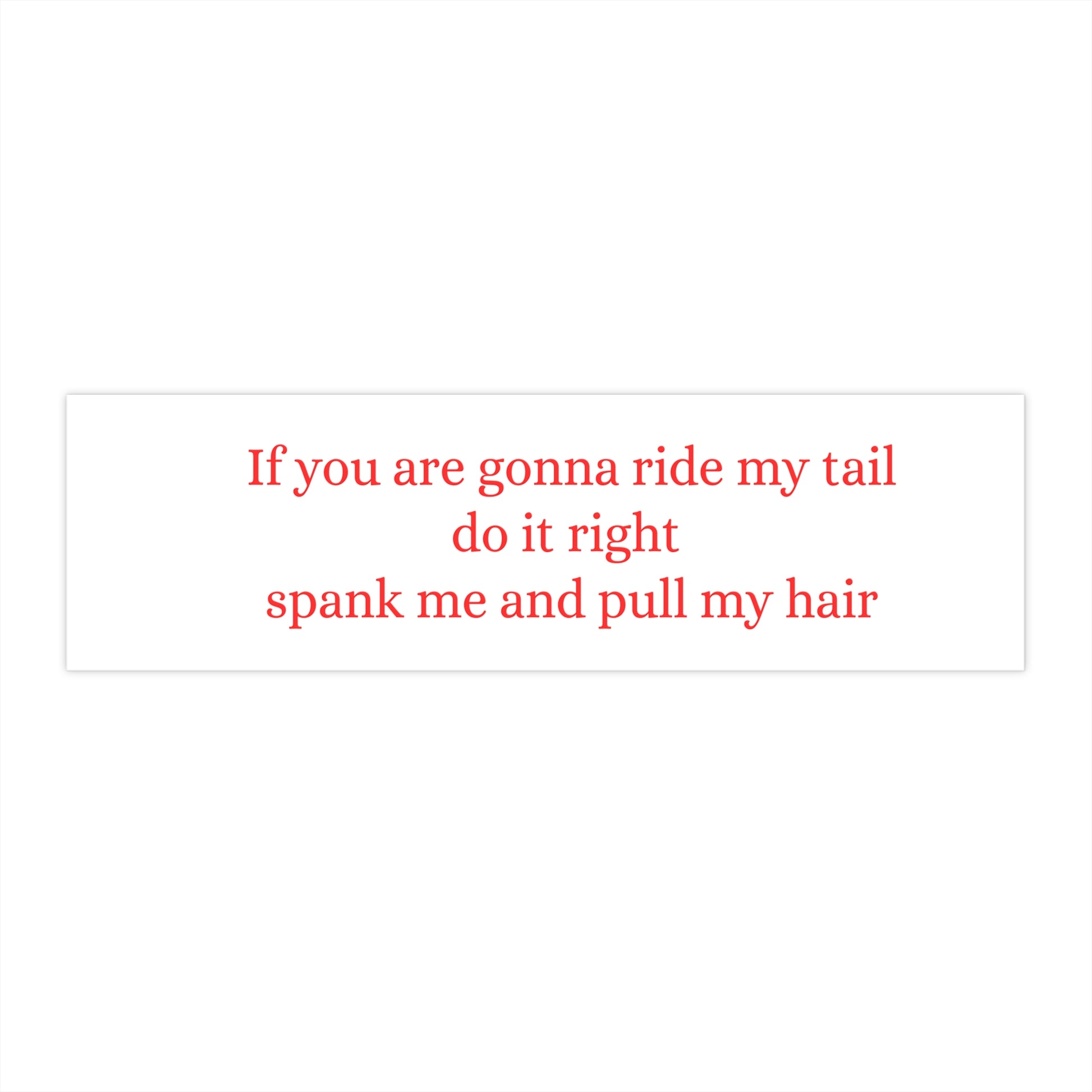 If You Are Going to Ride My Tail Do It Right - Spank Me and Pull My Hair - Bumper Stickers - by RecreatingKrista