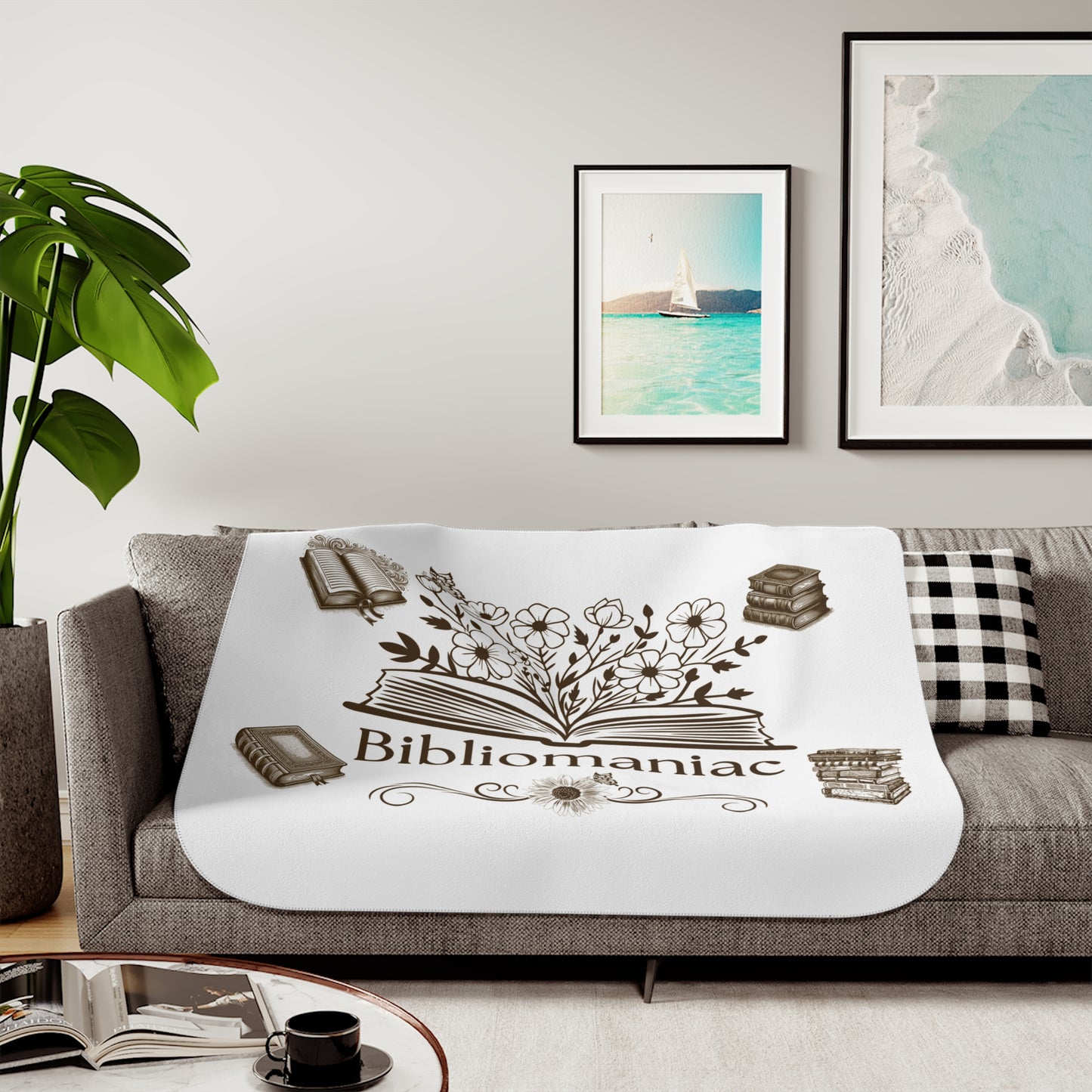 Cozy Bibliomaniac Sherpa Blanket | Ideal for Readers, Book Lovers, Gifts, Home Decor, Cozy Nights