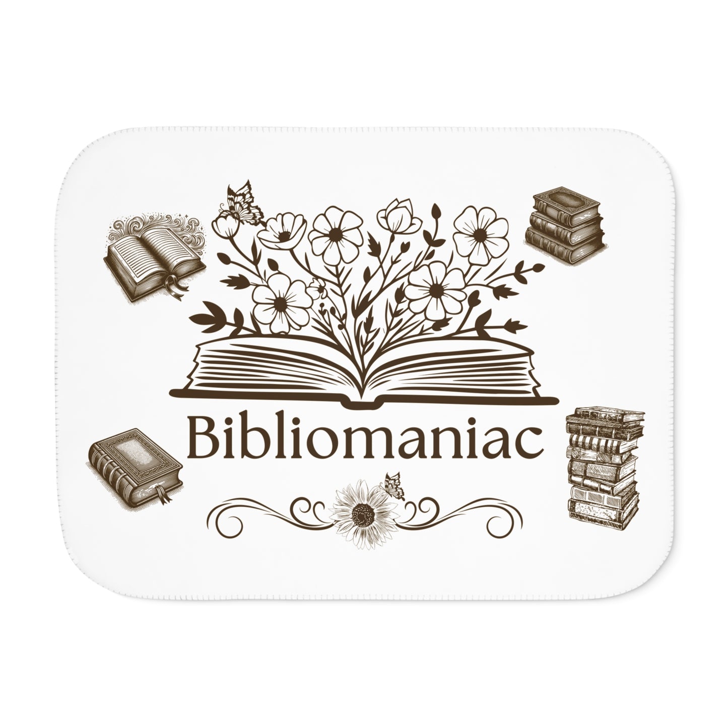 Cozy Bibliomaniac Sherpa Blanket | Ideal for Readers, Book Lovers, Gifts, Home Decor, Cozy Nights