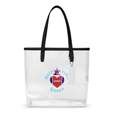 Halftime Queen Football Clear Stadium Approved Tote Bag Cheer for the Red Navy and Sky Blue Team by EraofInk