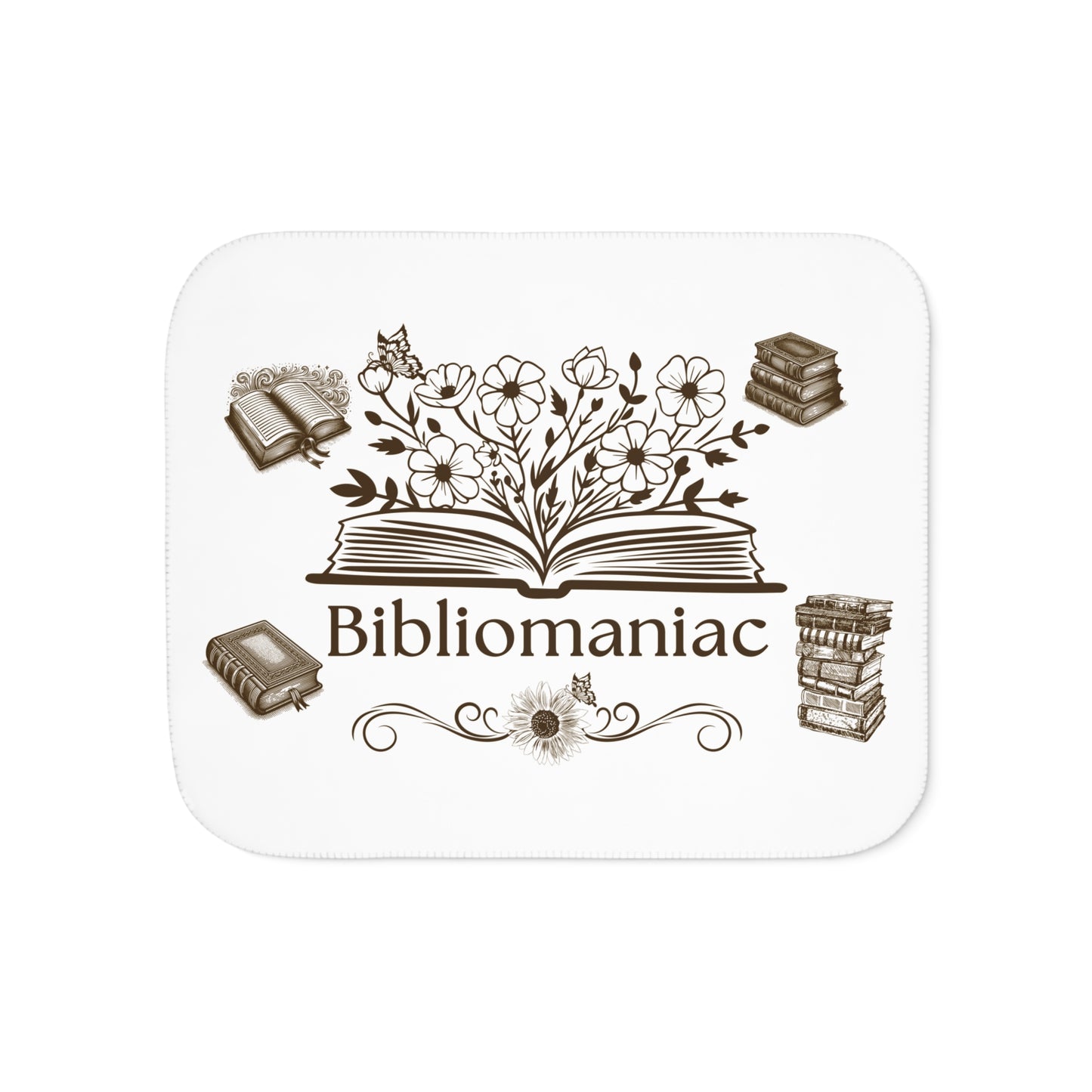 Cozy Bibliomaniac Sherpa Blanket | Ideal for Readers, Book Lovers, Gifts, Home Decor, Cozy Nights