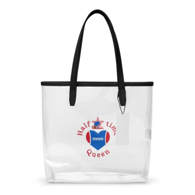 Halftime Queen Football Clear Stadium Approved Tote Bag Cheer for the Red Royal & Navy Blue Team by EraofInk