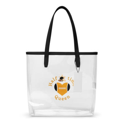 Halftime Queen Football Clear Stadium Approved Tote Bag Cheer for the Orange. & Black Team by EraofInk