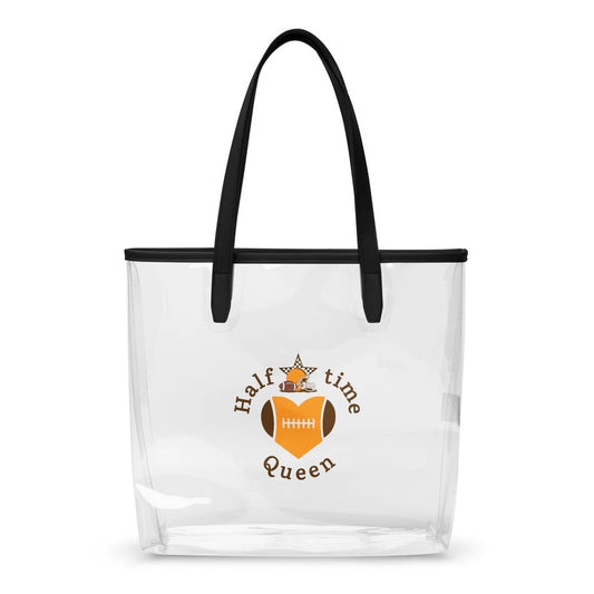 Halftime Queen Football Clear Stadium Approved Tote Bag Cheer for the Brown & Burnt Orange Team by EraofInk