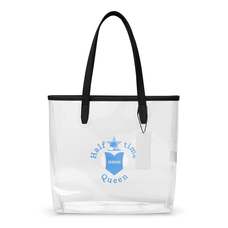 Halftime Queen Football Clear Stadium Approved Tote Bag Cheer for Honolulu Blue, Grey & White by EraofInk