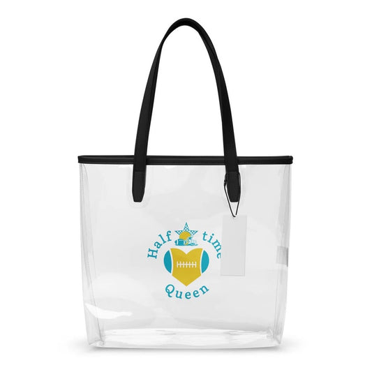Halftime Queen Football Clear Stadium Approved Tote Bag Cheer for the Teal and Gold / Yellow Team by EraofInk