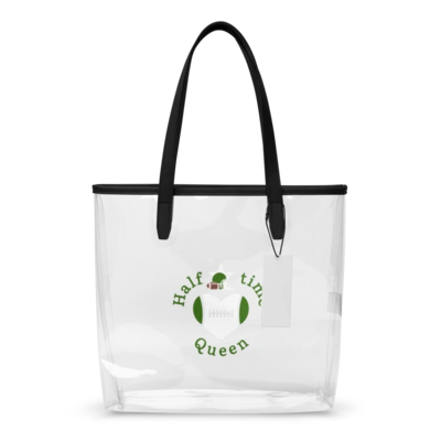 Halftime Queen Football ClearStadium Approved Tote Bag Cheer for the Green & White Team by EraofInk