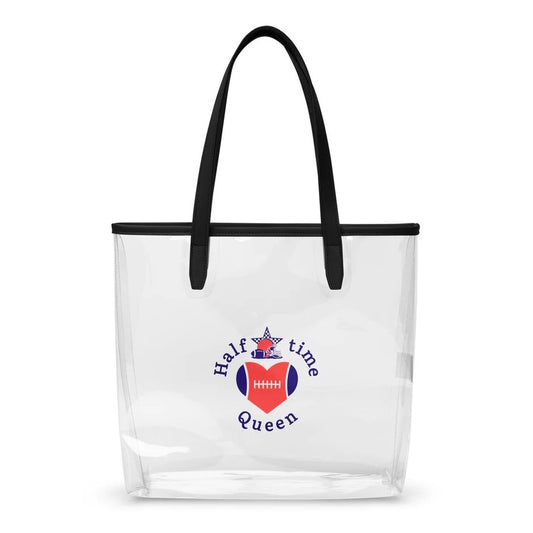 Halftime Queen Football Clear Stadium Approved Tote Bag Cheer for the Red & Blue Team by EraofInk