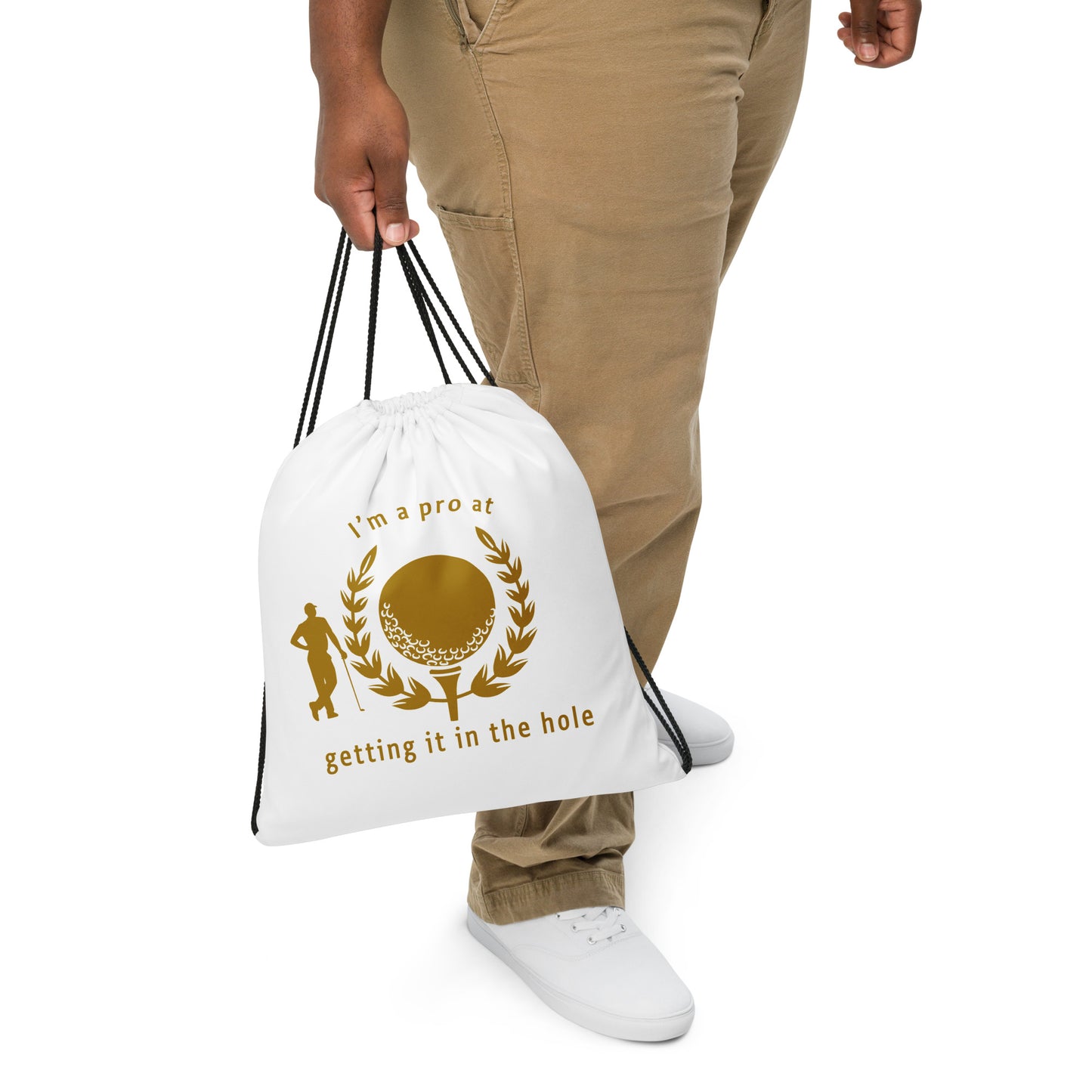 I'm a Pro at Getting it in the Hole Drawstring Bag by EraofInk