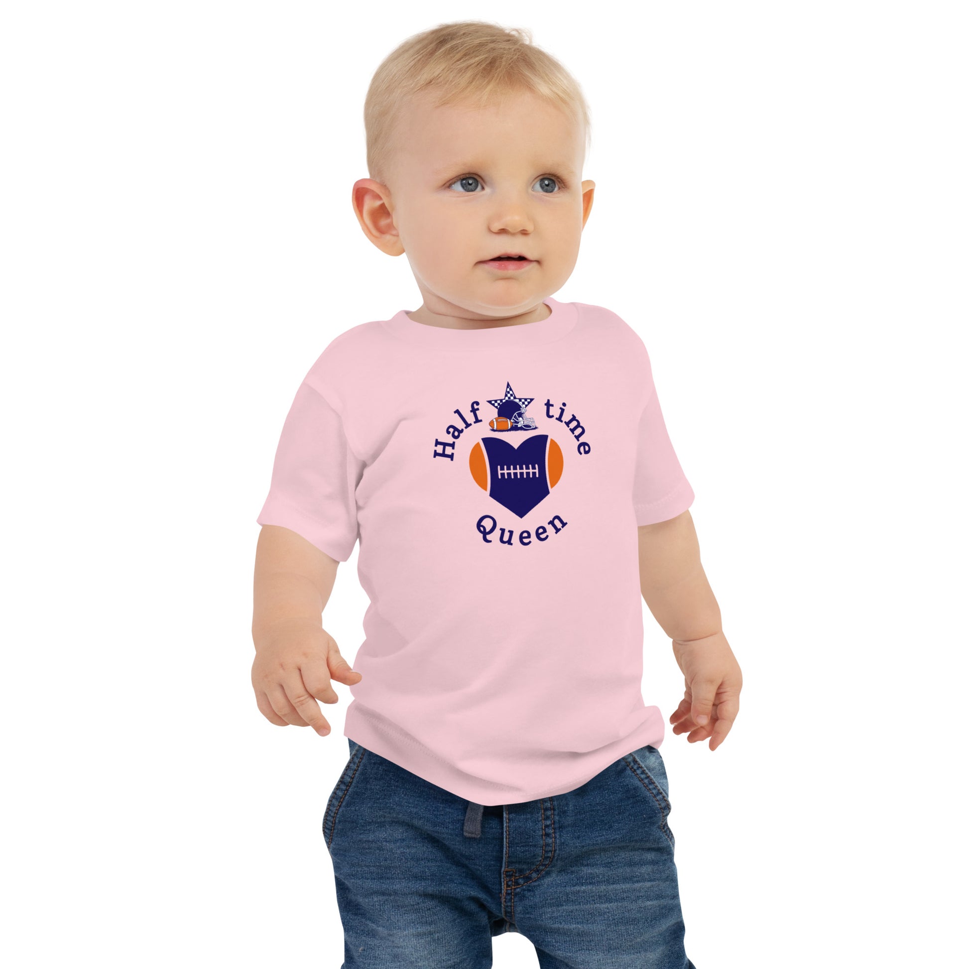 Halftime Queen Football Baby Jersey Tee Cheer for the Deep Purple & Orange Team by EraofInk
