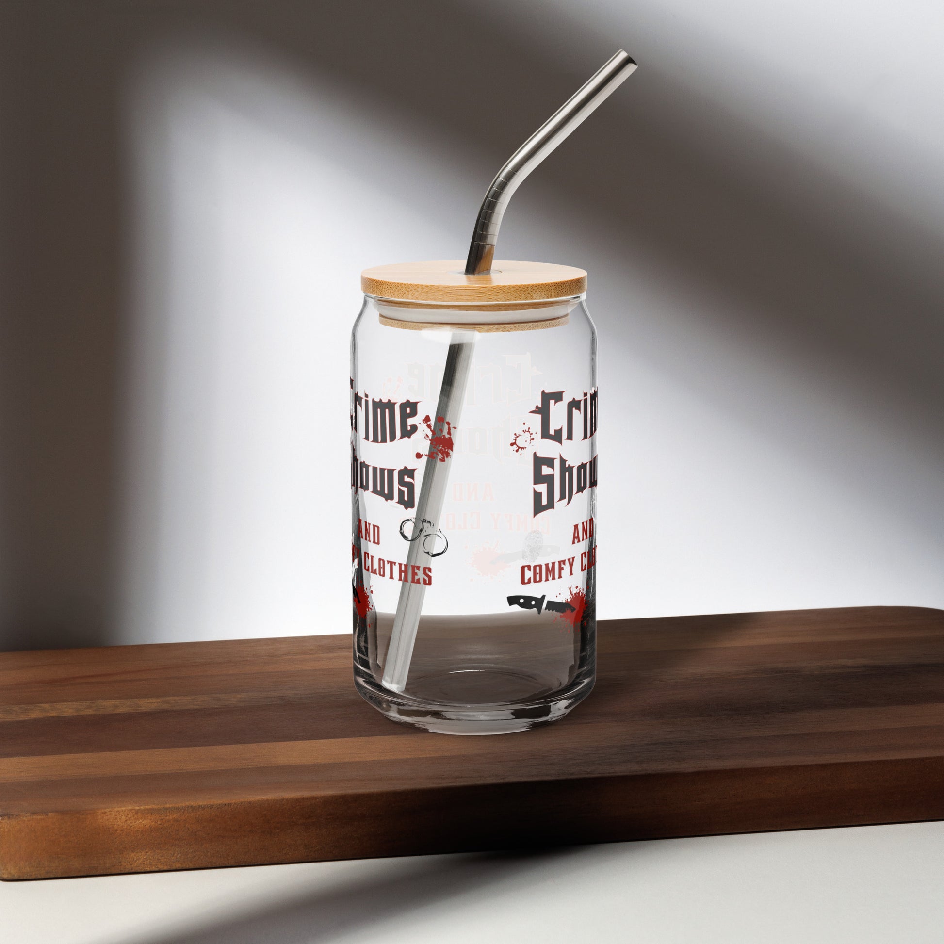 Crime Shows & Comfy Clothes Can-shaped Glass with Straw & Lid by EraofInk