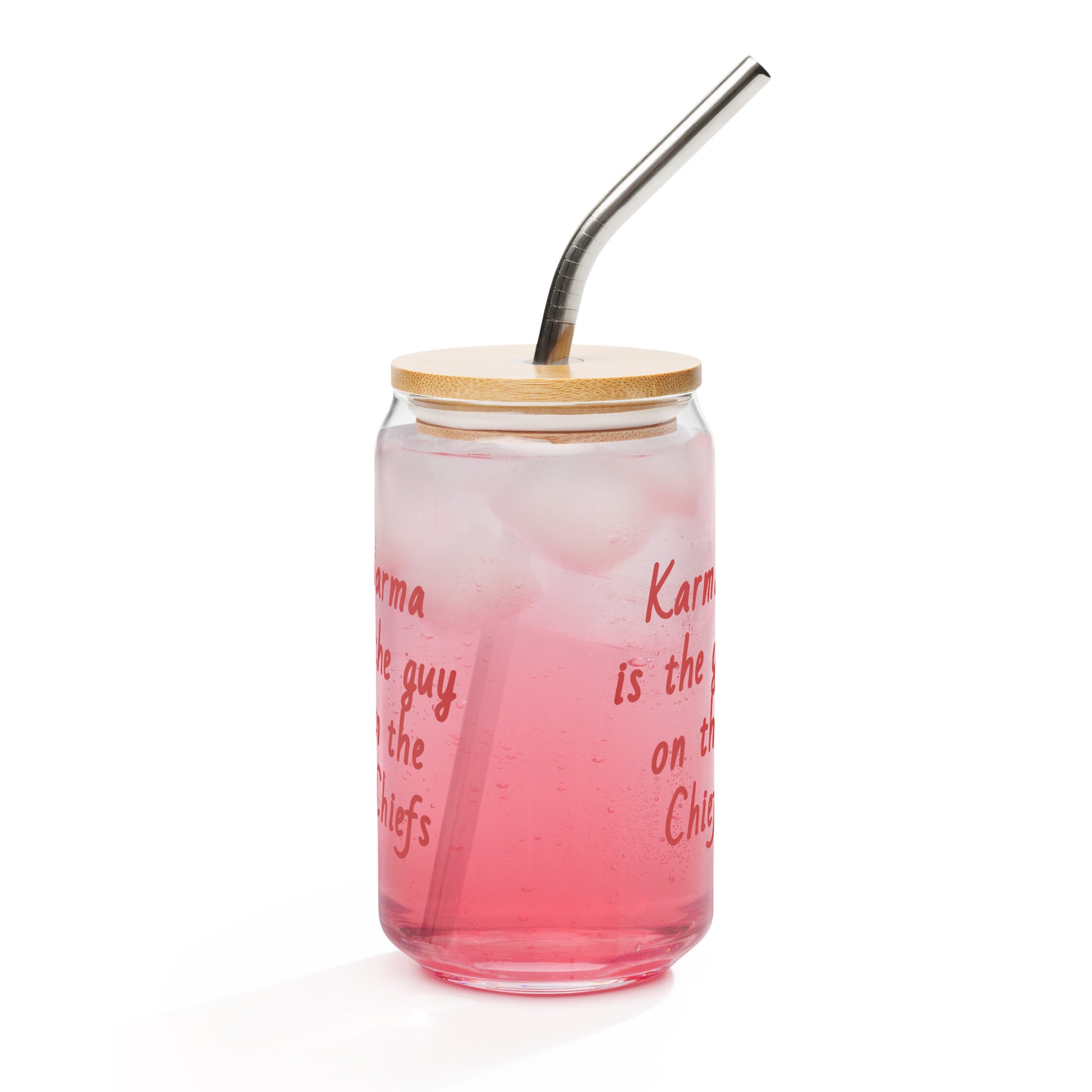 Karma is the Guy on the Chiefs Can-shaped Glass by EraofInk