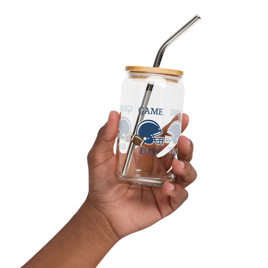Game Day Blue & White Team Football Can-shaped Glass by EraofInk