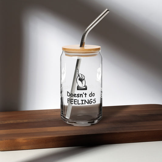 Doesn't Do Feelings Can-shaped Glass by EraofInk