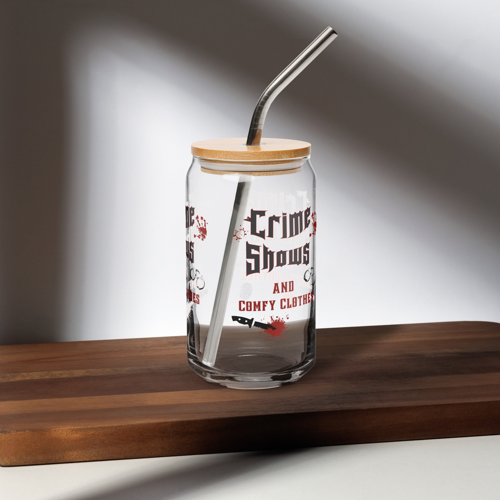 Crime Shows & Comfy Clothes Can-shaped Glass with Straw & Lid by EraofInk