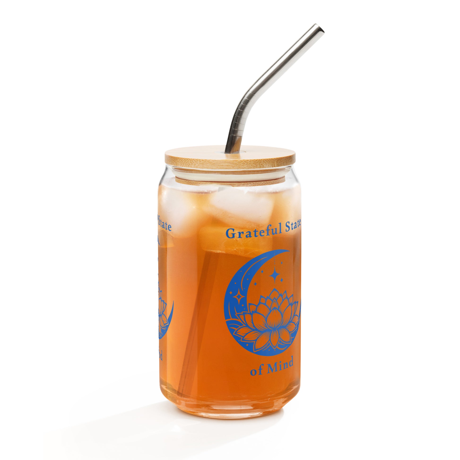 Grateful State of Mind Zen Celestial Lunar Inspired Can-shaped Glass by EraofInk
