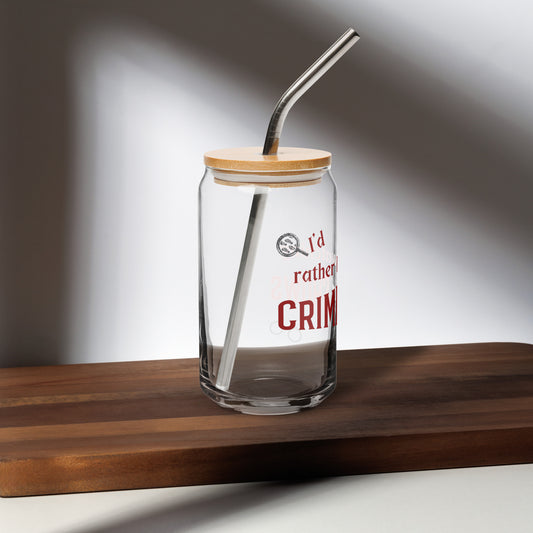 I'd Rather Be Watching Crime Shows Can-shaped Glass with Straw & Lid by EraofInk