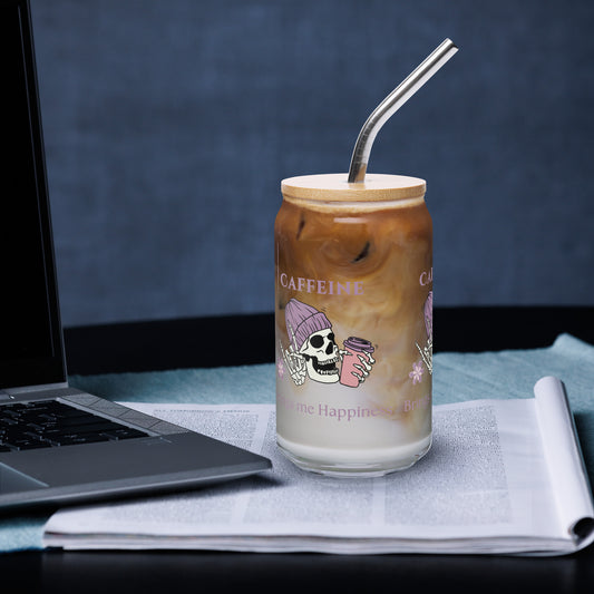 Caffeine Brings Me Happiness for the Chai Tea Latte Pumpkin Spice Latte Girlies Can-shaped Glass by EraofInk