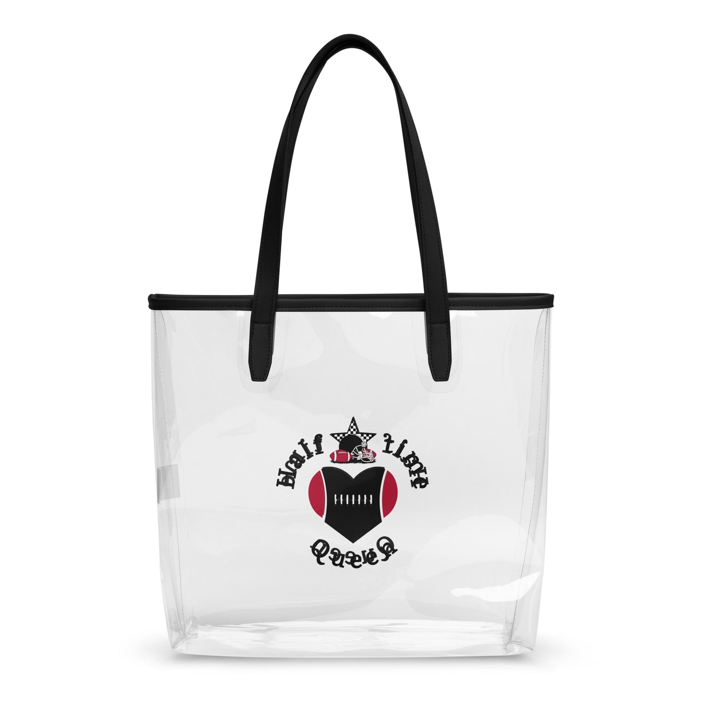 Halftime Queen Football Clear Stadium Approved Tote Bags Cheer for Black, Red & White Team by EraofInk