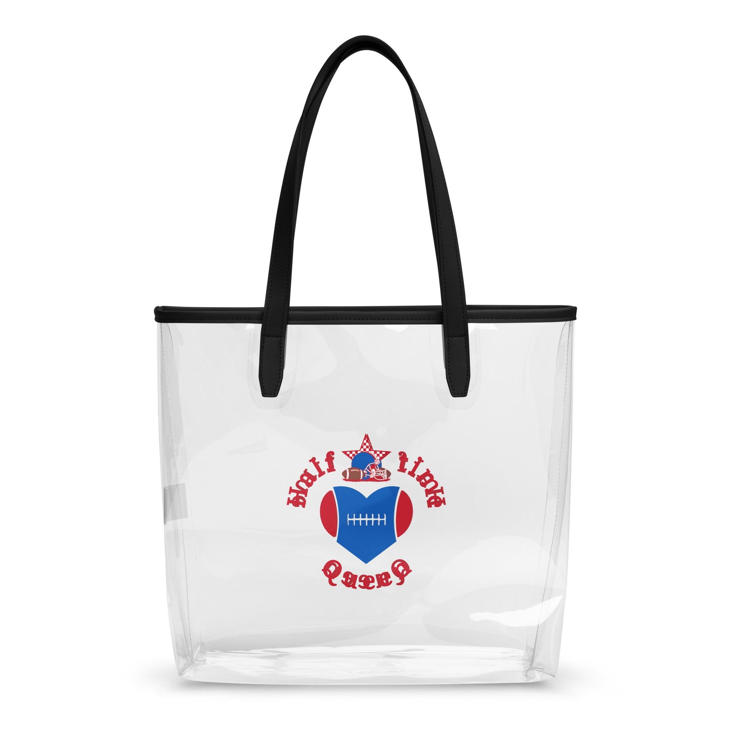 Halftime Queen Football Clear Stadium Approved Tote Bag Cheer for the Red Royal & Navy Blue Team by EraofInk