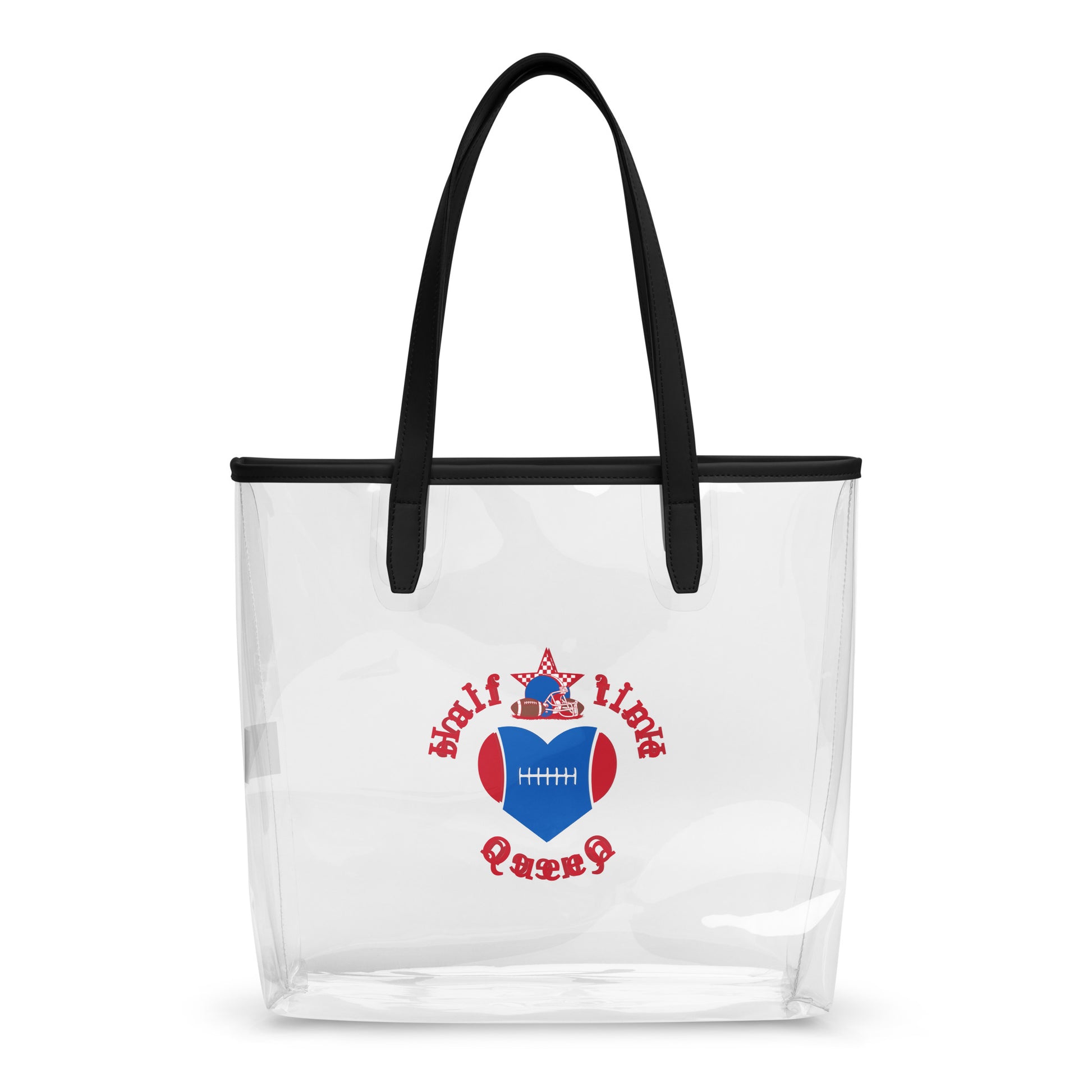Halftime Queen Football Clear Stadium Approved Tote Bag Cheer for the Red Royal & Navy Blue Team by EraofInk