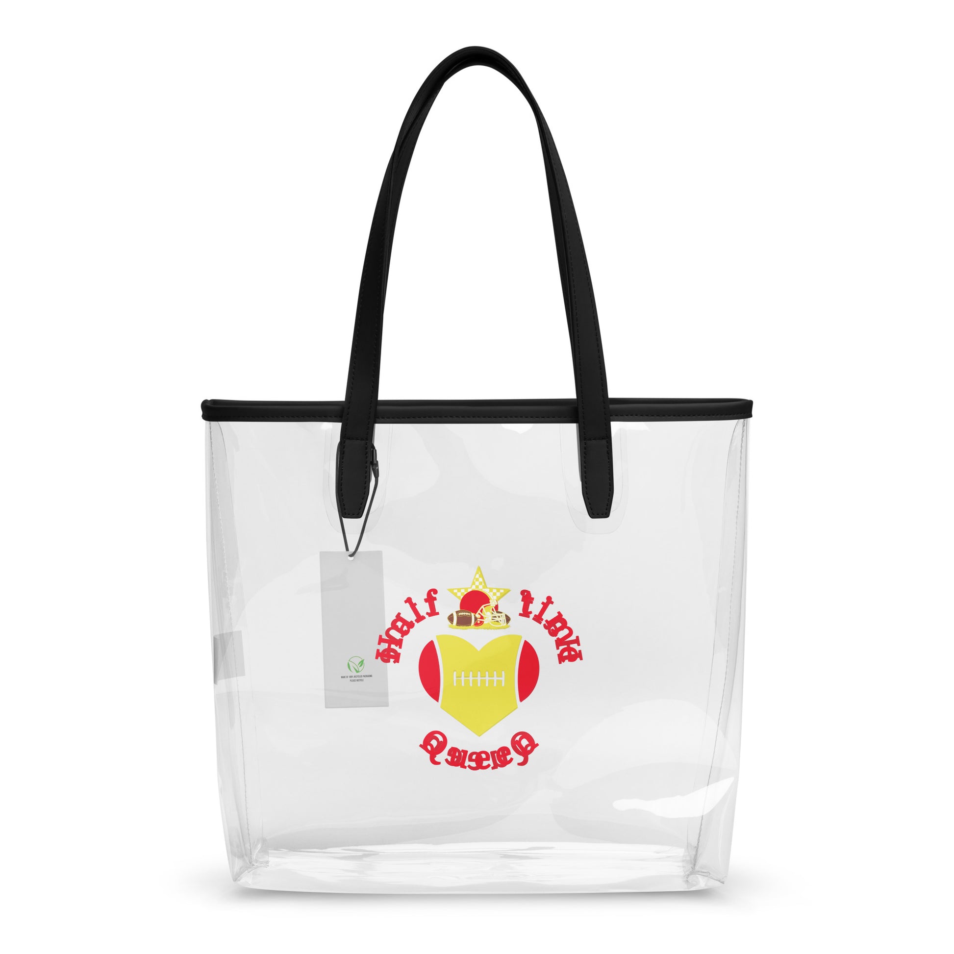 Halftime Queen Football Clear Stadium Approved Tote Bag Cheer for the Red & Yellow Gold Team by EraofInk