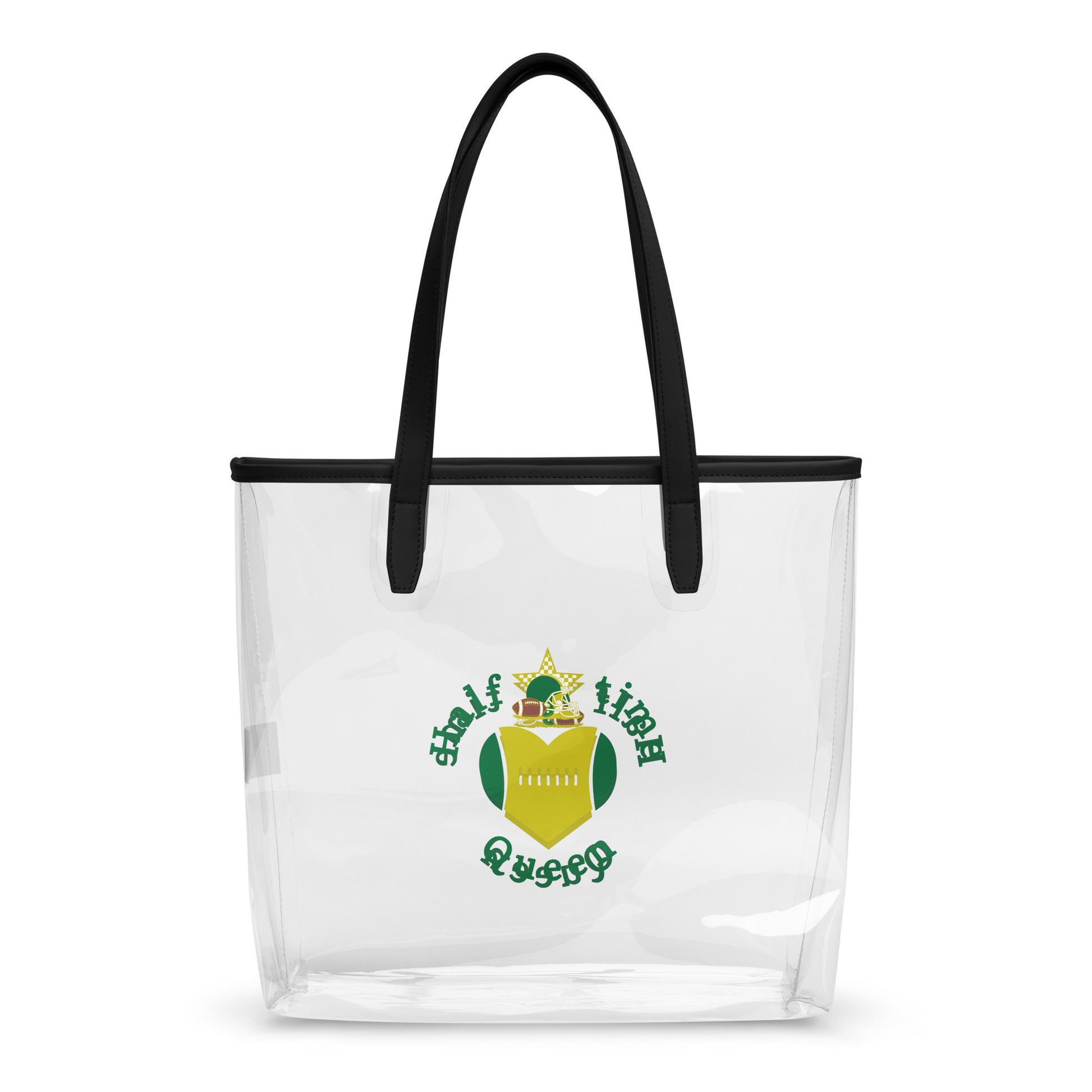 Halftime Queen Football Clear Stadium Approved Tote Cheer for the Green & Gold Team by EraofInk