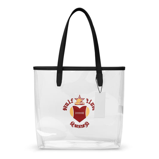 Halftime Queen Football Clear Stadium Approved Tote Bag Burgundy & Gold Team by EraofInk
