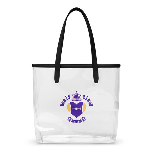 Halftime Queen Football Clear Stadium Approved Tote Bag Cheer for Purple & Gold by EraofInk