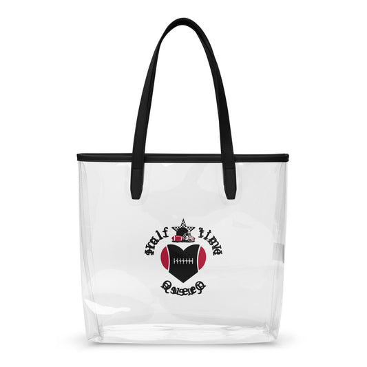 Halftime Queen Football Clear Stadium Approved Tote Bags Cheer for Black, Red & White Team by EraofInk