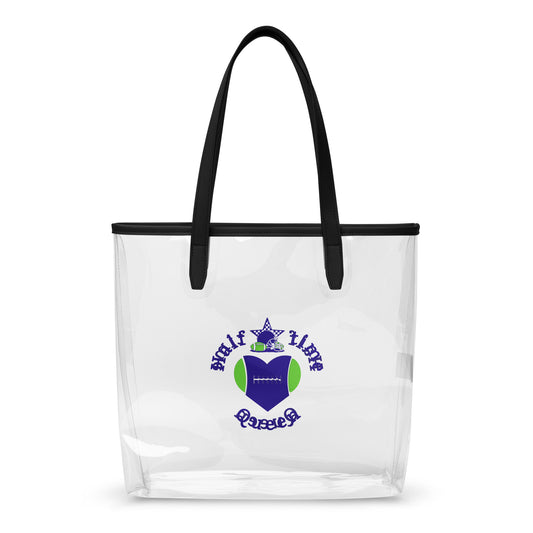 Halftime Queen Football Clear Stadium Approved Tote Cheer for Blue & Lime Green Team by EraofInk