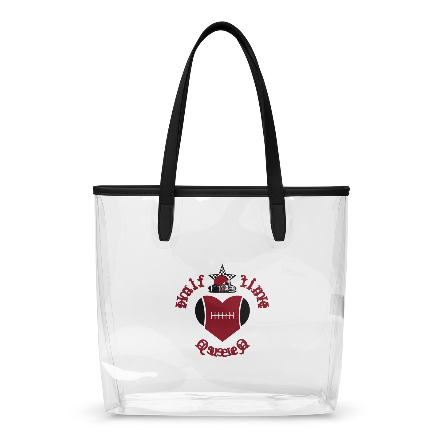 Halftime Queen Football Clear Stadium Approved Tote Bag Cheer for the Red Black Silver / Grey Team by EraofInk