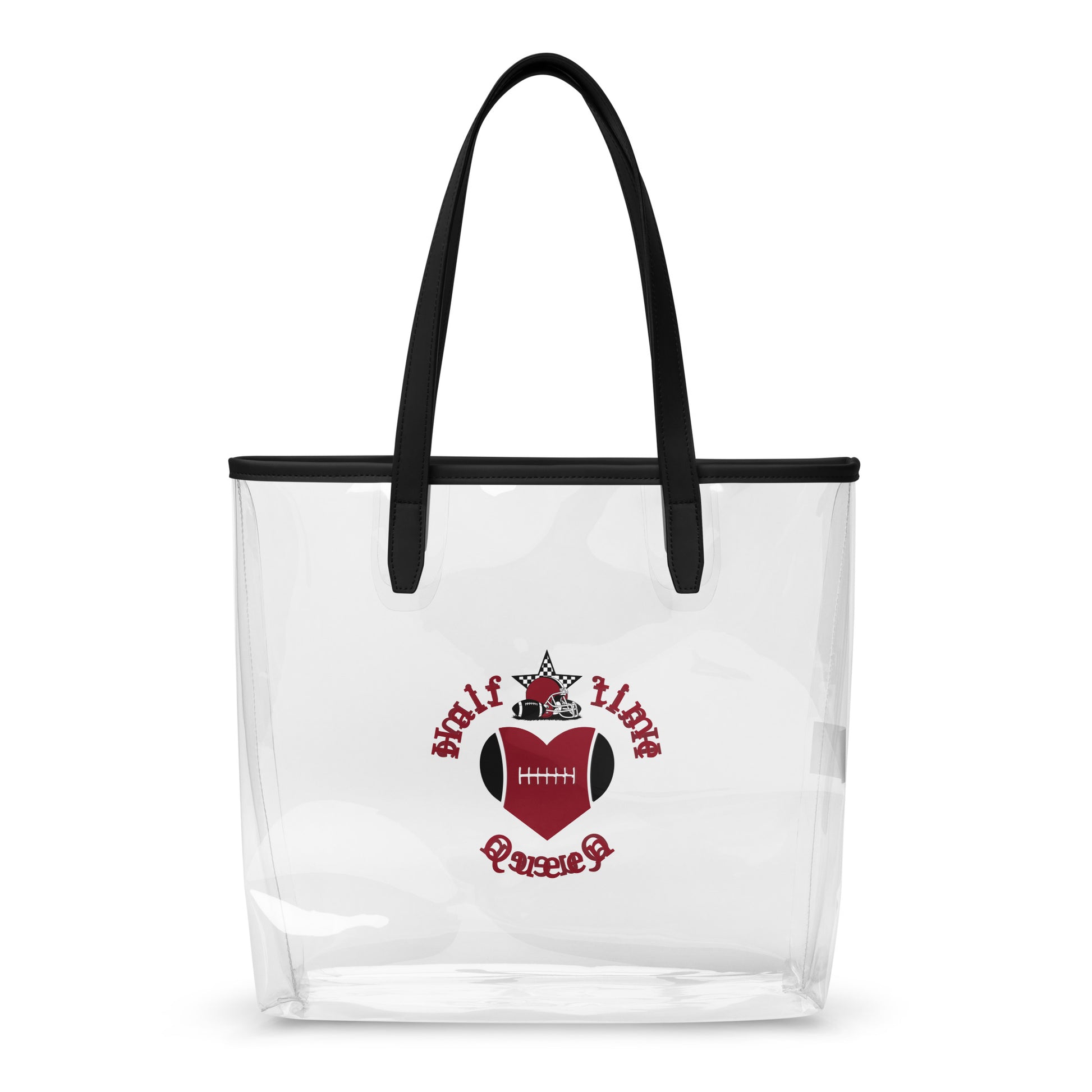 Halftime Queen Football Clear Stadium Approved Tote Bag Cheer for the Red Black Silver / Grey Team by EraofInk