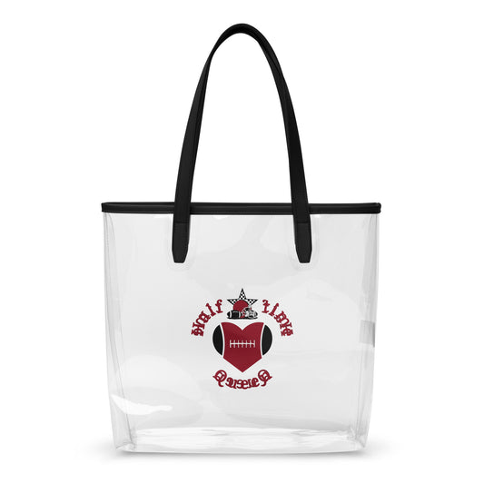 Halftime Queen Football Clear Stadium Approved Tote Bag Cheer for the Red Black Silver / Grey Team by EraofInk
