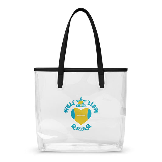 Halftime Queen Football Clear Stadium Approved Tote Bag Cheer for the Teal and Gold / Yellow Team by EraofInk