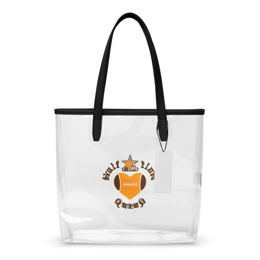 Halftime Queen Football Clear Stadium Approved Tote Bag Cheer for the Brown & Burnt Orange Team by EraofInk