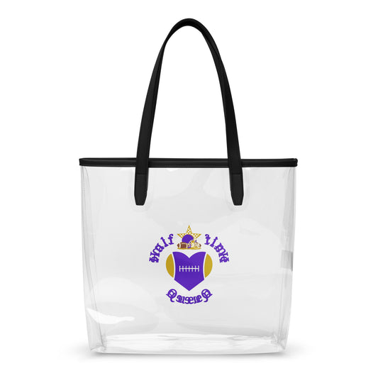 Halftime Queen Football Clear Stadium Approved Tote Bag Cheer for the Purple & Yellow (Gold) Team by EraofInk