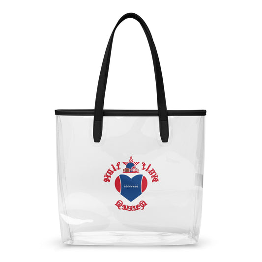 Halftime Queen Football Clear Stadium Approved Tote Bag Cheer for the Red Nautical Blue Team by EraofInk