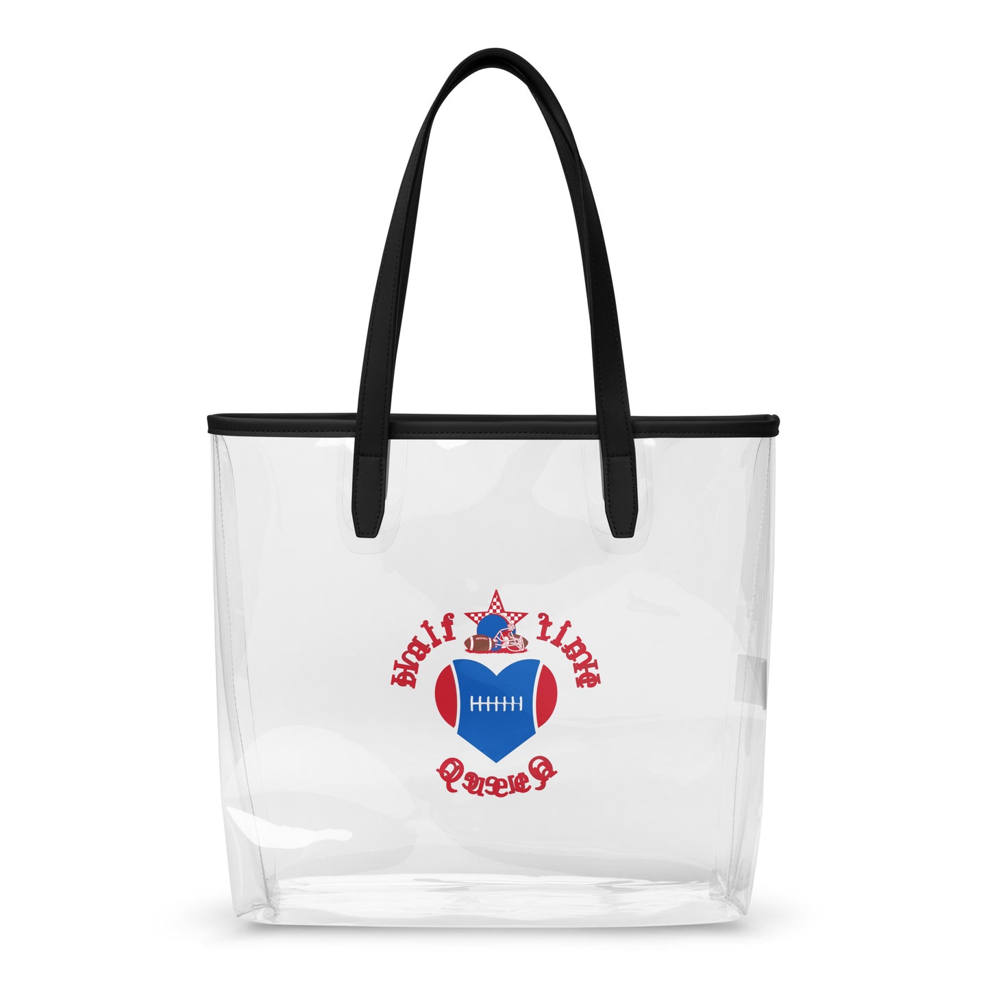 Halftime Queen Football Clear Stadium Approved Tote Bag Cheer for the Red Royal & Navy Blue Team by EraofInk
