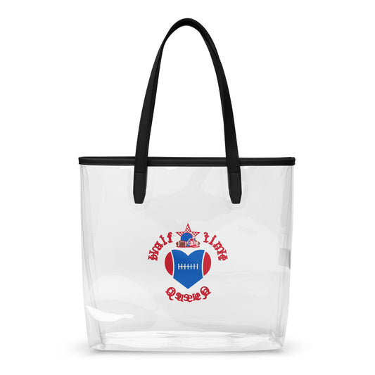 Halftime Queen Football Clear Stadium Approved Tote Bag Cheer for the Red Royal & Navy Blue Team by EraofInk