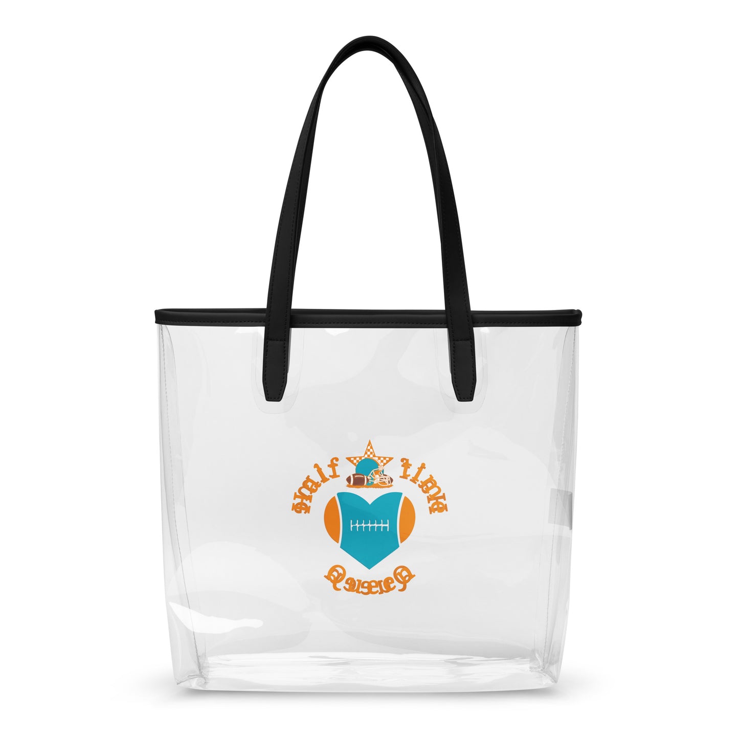 Halftime Queen Football Clear Stadium Approved Tote Bag Cheer for the Aqua & Orange Team by EraofInk