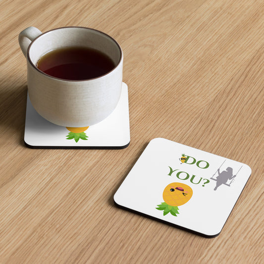 Are you a Swinger? Open Relationship? Do You? Upside Down Pineapple Cork-Back Coaster by EraofInk