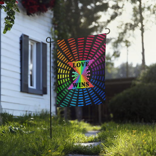Love Wins LGBTQIA LGBTQ+ Equality Love for All Garden Flag by EraofInk