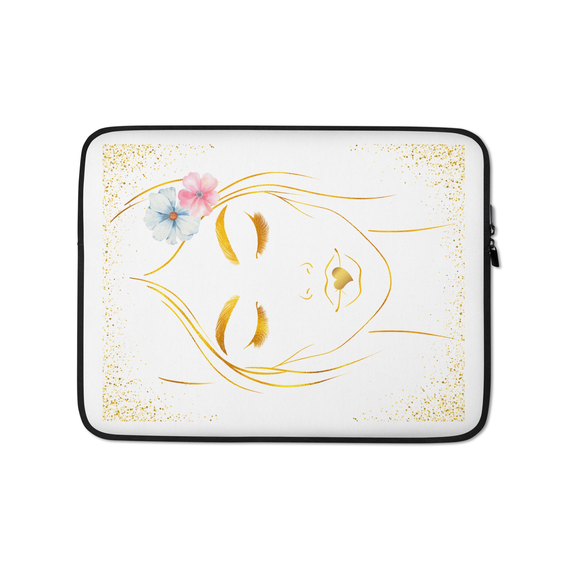 Golden Girl with Love Lips Laptop Sleeve by EraofInk