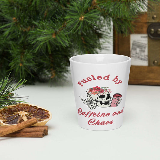 Fueled by Caffeine & Chaos Latte mug by EraofInk