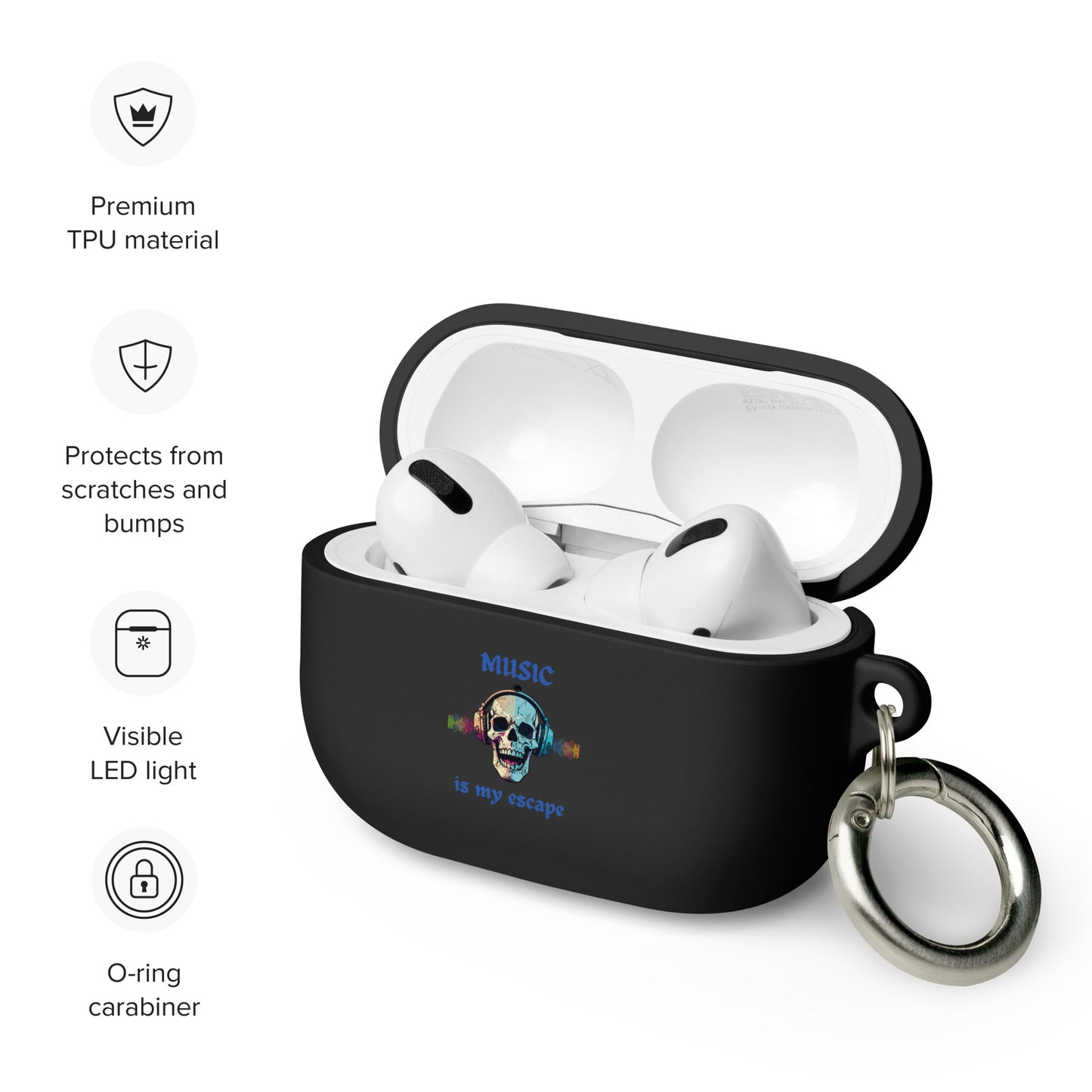 Music is My Escape Rubber Case for AirPods® by EraofInk