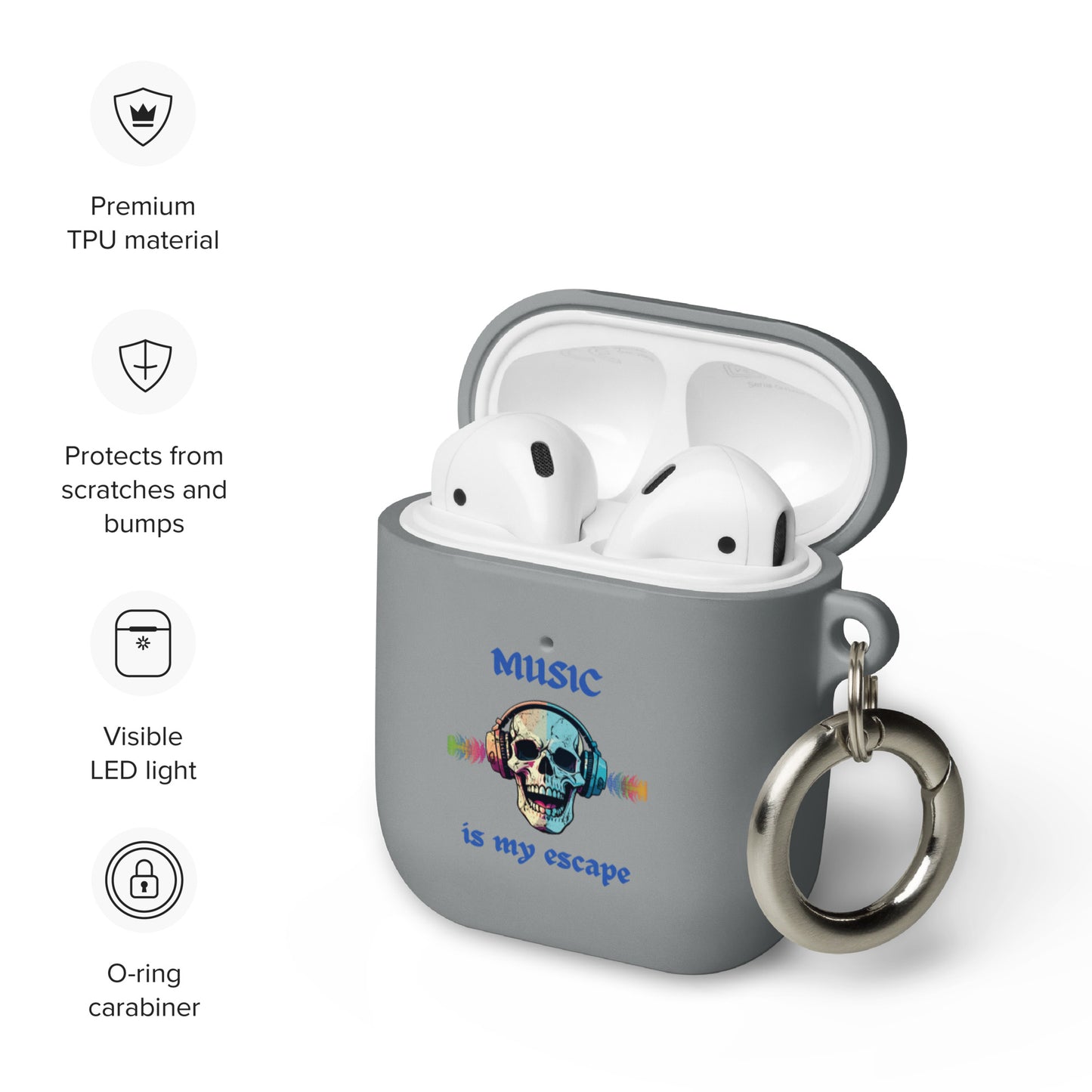 Music is My Escape Rubber Case for AirPods® by EraofInk